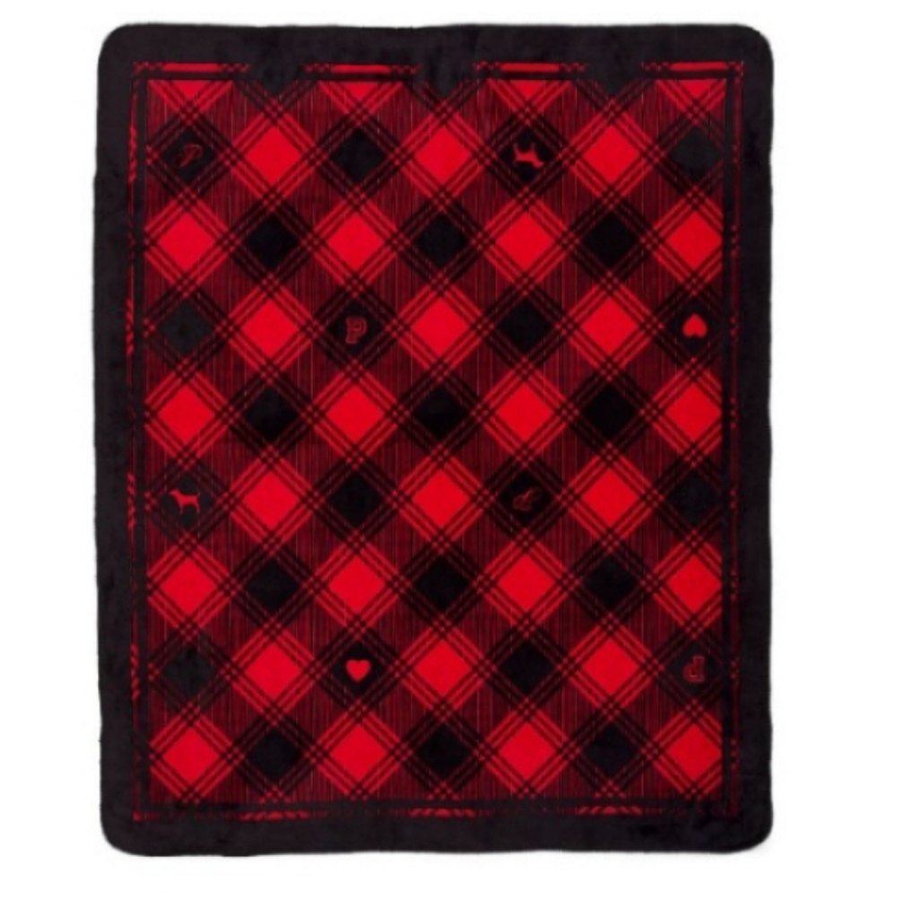 Victoria's Secret Red and Black Plaid Throw Blanket